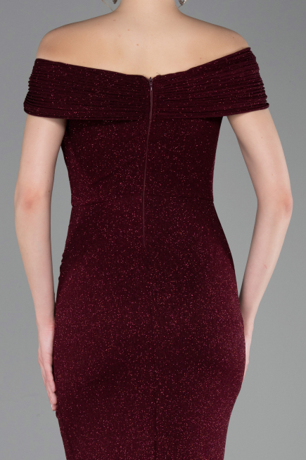 Long Burgundy Plus Size Evening Gown ABU5714