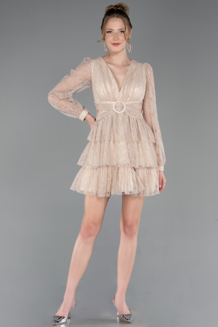 Short Beige Dantelle Cocktail Dress ABK2623