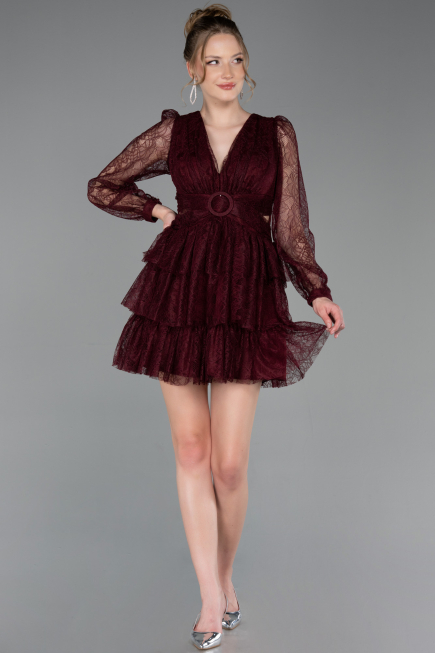 Short Burgundy Dantelle Cocktail Dress ABK2623