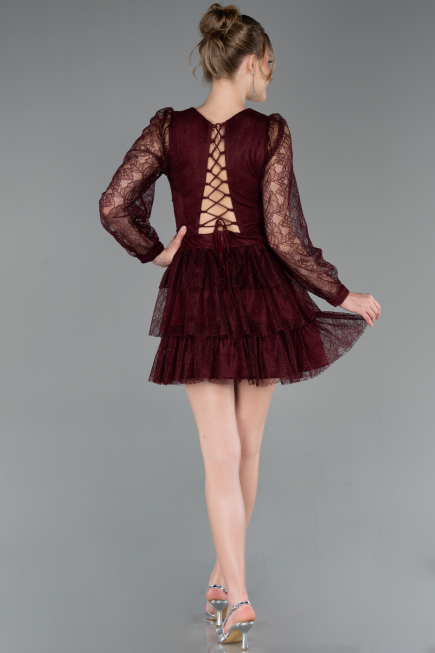 Short Burgundy Dantelle Cocktail Dress ABK2623
