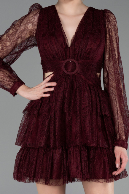 Short Burgundy Dantelle Cocktail Dress ABK2623