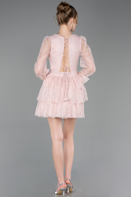 Short Powder Color Dantelle Cocktail Dress ABK2623