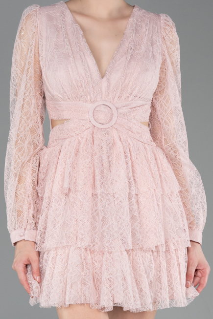Short Powder Color Dantelle Cocktail Dress ABK2623