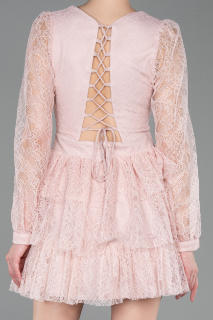 Short Powder Color Dantelle Cocktail Dress ABK2623