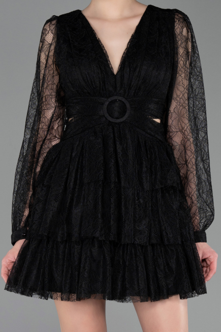 Short Black Dantelle Cocktail Dress ABK2623