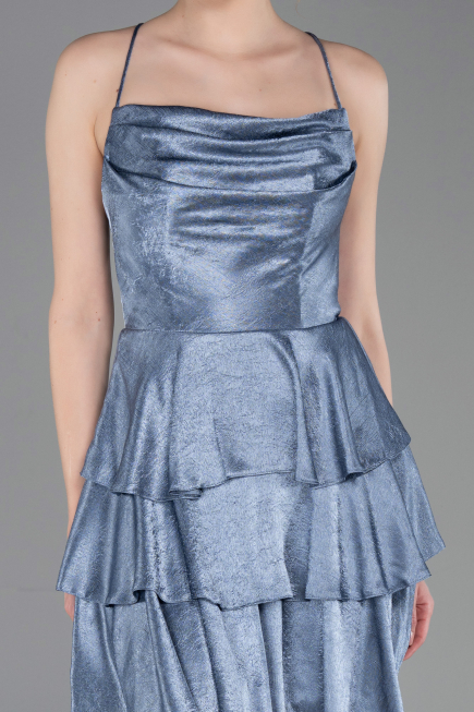 Short Indigo Satin Cocktail Dress ABK2624
