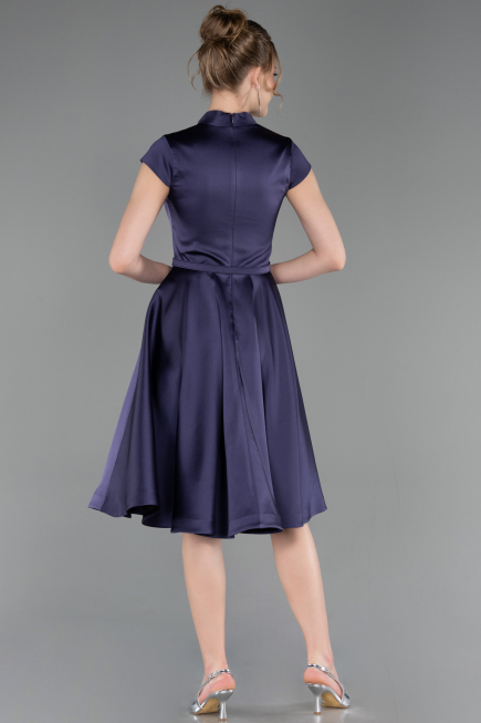 Midi Purple Satin Cocktail Dress ABK2626