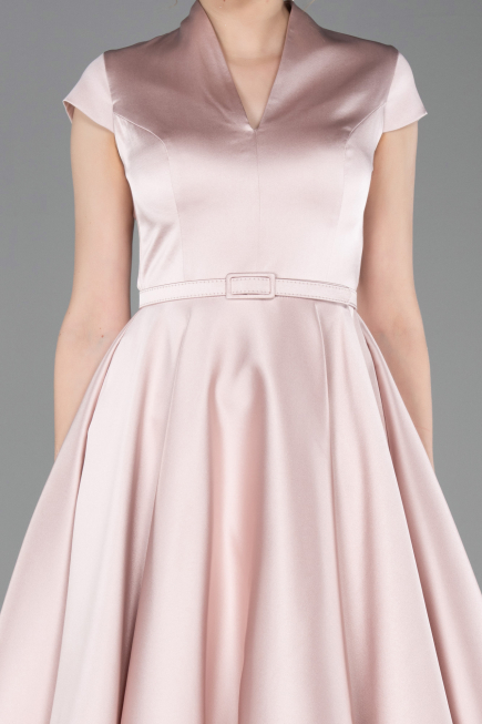 Midi Powder Color Satin Cocktail Dress ABK2626
