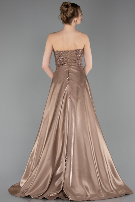 Long Cappuccino Beaded Evening Dress ABU6125