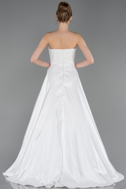 Long White Beaded Evening Dress ABU6125