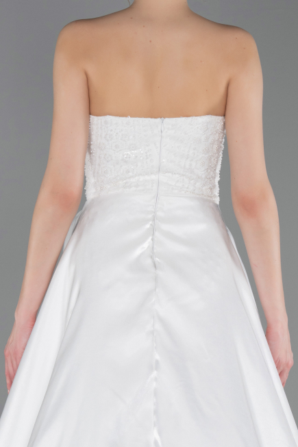 Long White Beaded Evening Dress ABU6125