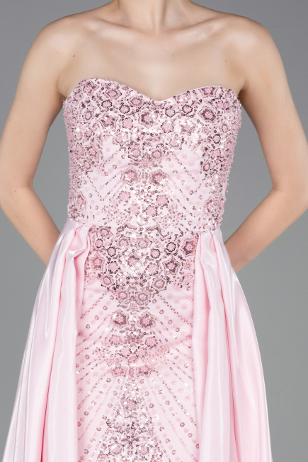 Long Powder Color Beaded Evening Dress ABU6125