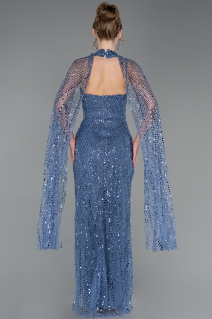 Long Indigo Beaded Evening Dress ABU6154