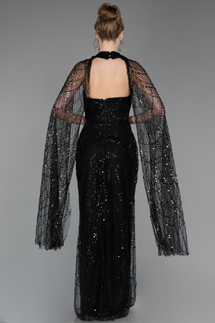 Long Black Beaded Evening Dress ABU6154