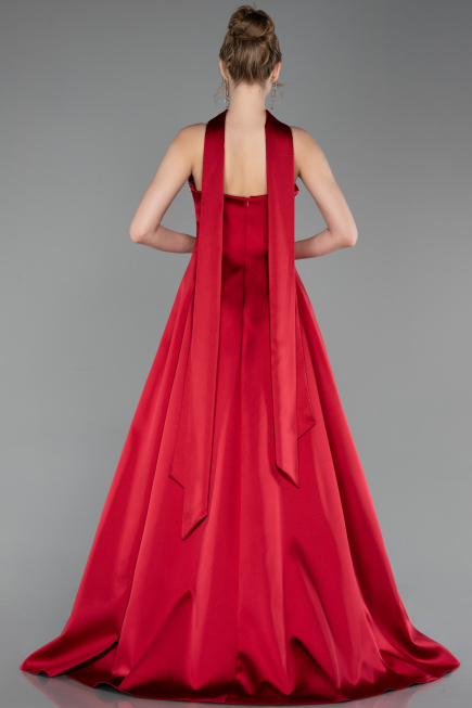 Long Burgundy Satin Evening Dress ABU6156