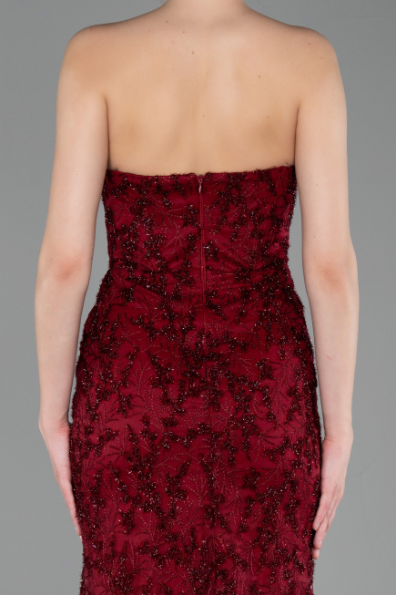 Long Burgundy Laced Evening Dress ABU6159