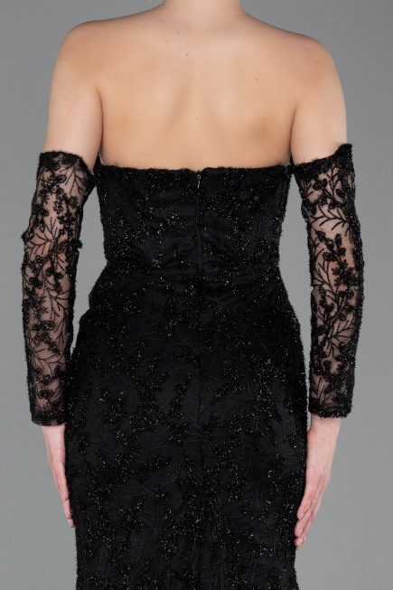 Long Black Laced Evening Dress ABU6159