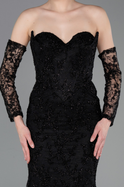 Long Black Laced Evening Dress ABU6159