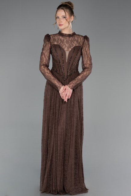 Long Brown Dantelle Prom Gown ABU6160