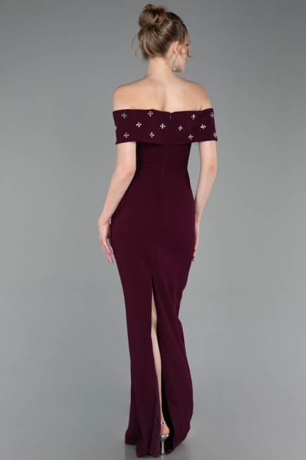 Long Dark Purple Prom Gown ABU6161