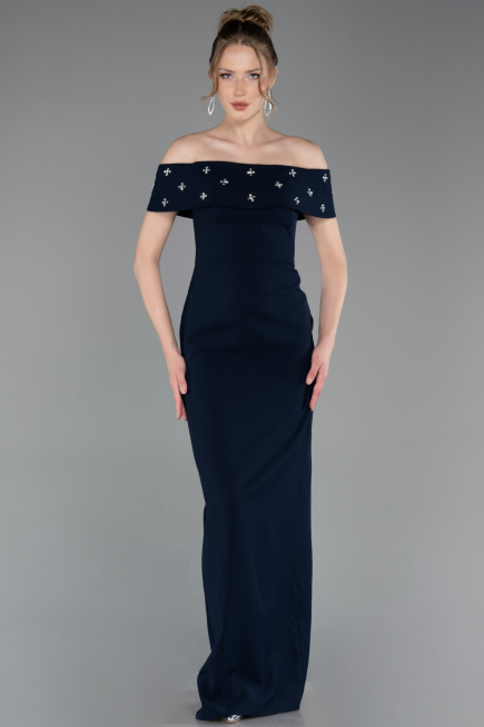Long Navy Blue Prom Gown ABU6161