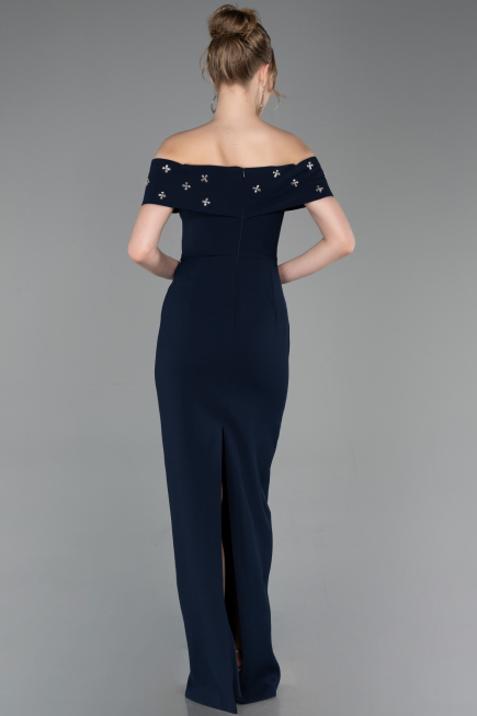Long Navy Blue Prom Gown ABU6161