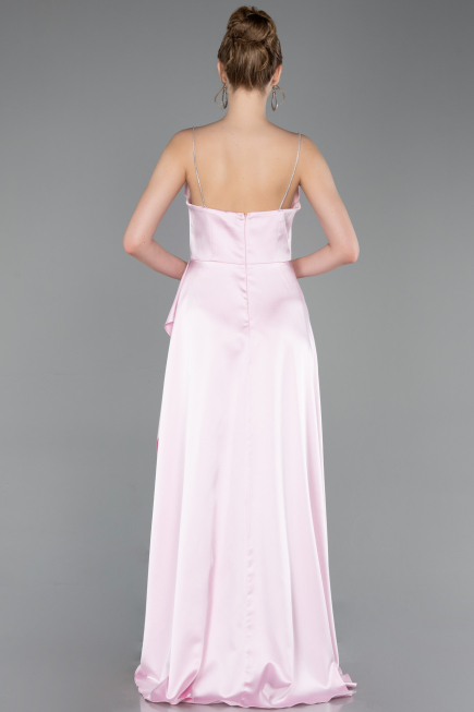 Long Powder Color Satin Prom Gown ABU6130