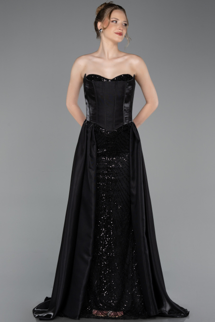 Long Black Beaded Evening Dress ABU6125
