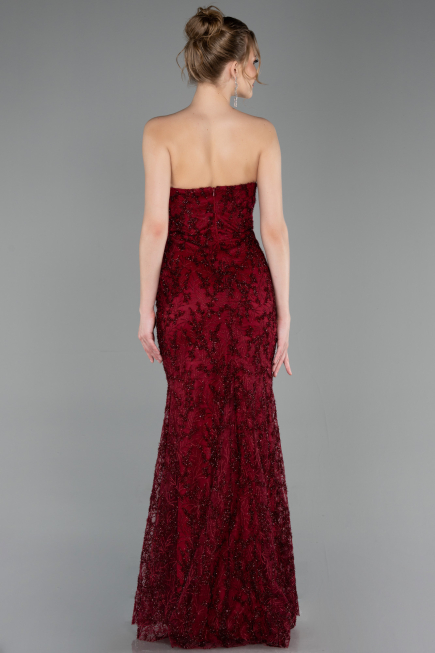 Long Burgundy Laced Evening Dress ABU6159