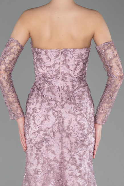Long Powder Color Laced Evening Dress ABU6159