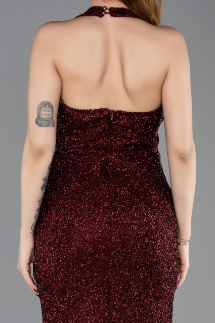 Long Burgundy Beaded Mermaid Prom Dress ABU6165