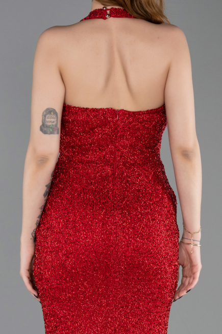 Long Red Beaded Mermaid Prom Dress ABU6165