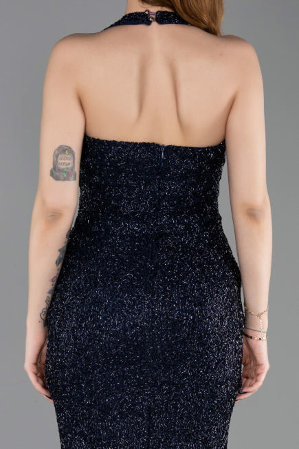 Long Navy Blue Beaded Mermaid Prom Dress ABU6165