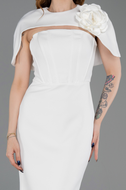 Midi White Party Dress ABK2628