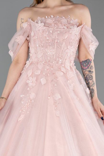 Long Powder Color Special Design Engagement Dress ABU6163