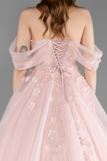 Long Powder Color Special Design Engagement Dress ABU6163