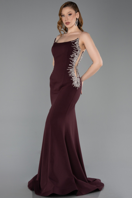 Long Cherry Colored Mermaid Evening Gown ABU6168