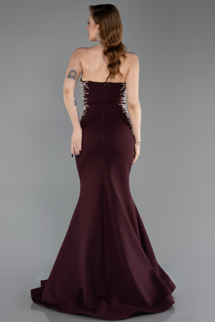 Long Cherry Colored Mermaid Evening Gown ABU6168
