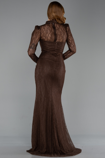 Long Brown Dantelle Evening Gown ABU6169
