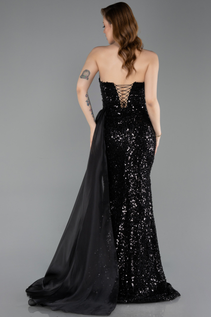 Long Black Scaly Evening Dress ABU6173