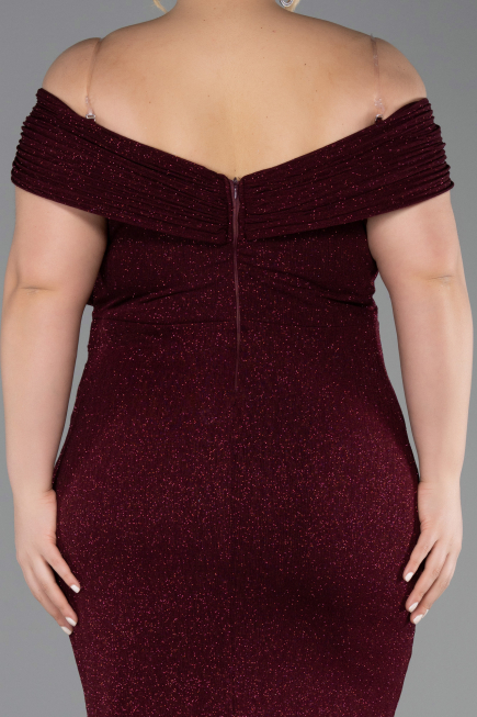 Long Burgundy Plus Size Evening Gown ABU5714