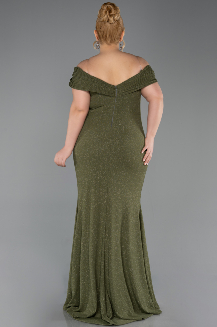 Olive Drab Long Plus Size Evening Gown ABU5714
