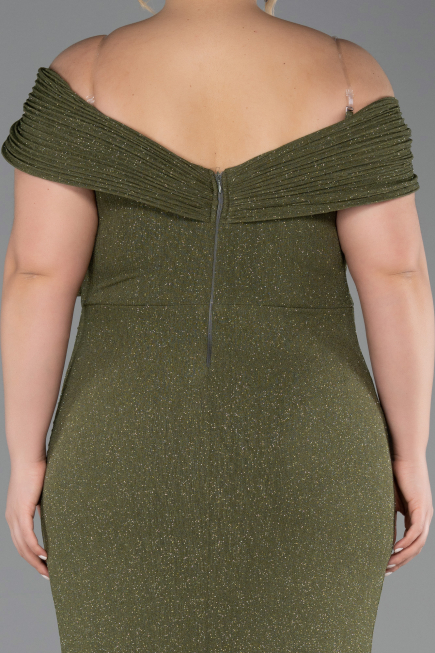 Olive Drab Long Plus Size Evening Gown ABU5714