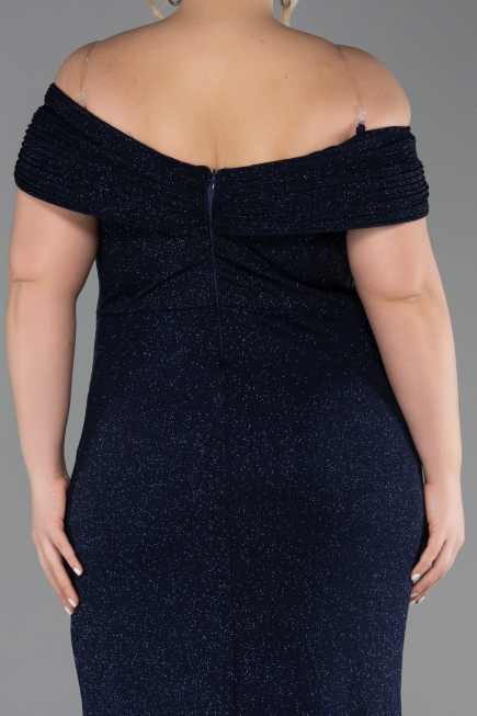 Long Navy Blue Plus Size Evening Gown ABU5714