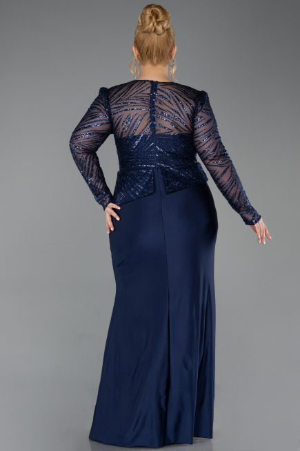 Long Navy Blue Plus Size Evening Dress ABU6183