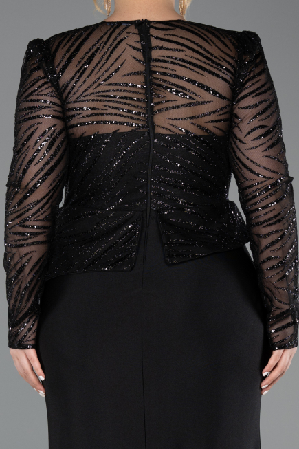 Long Black Plus Size Evening Dress ABU6183