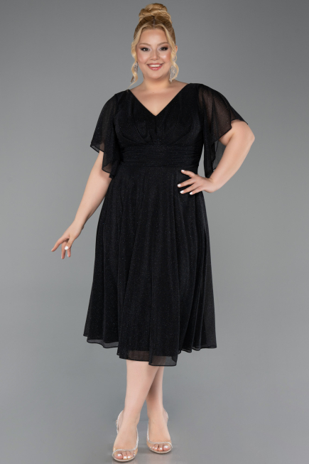 Midi Black Plus Size Cocktail Dress ABK2622