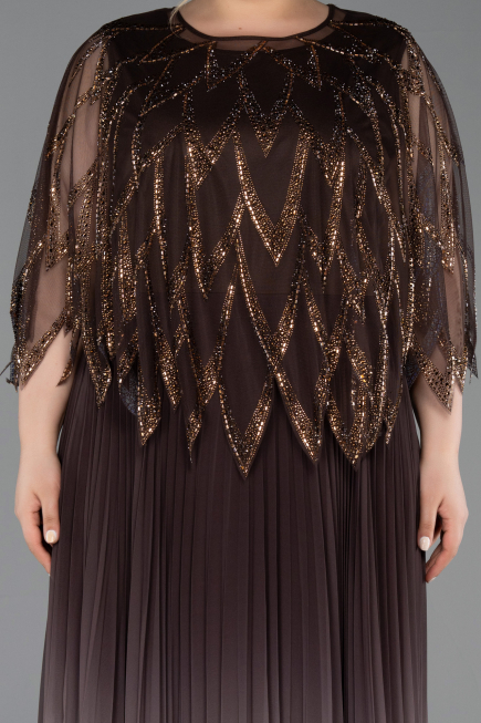 Brown Long Chiffon Plus Size Evening Gown ABU4633