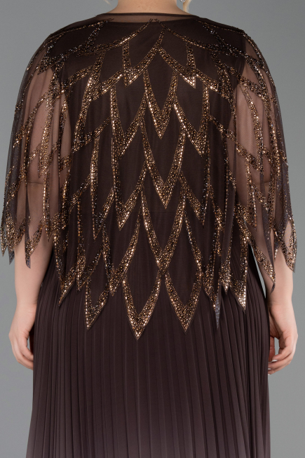 Brown Long Chiffon Plus Size Evening Gown ABU4633