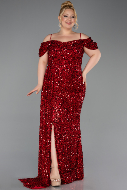 Red Long Plus Size Evening Gown ABU5232